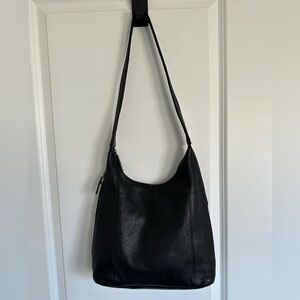 Tignanello Black Pebbled Leather Minimalist Hobo Bag